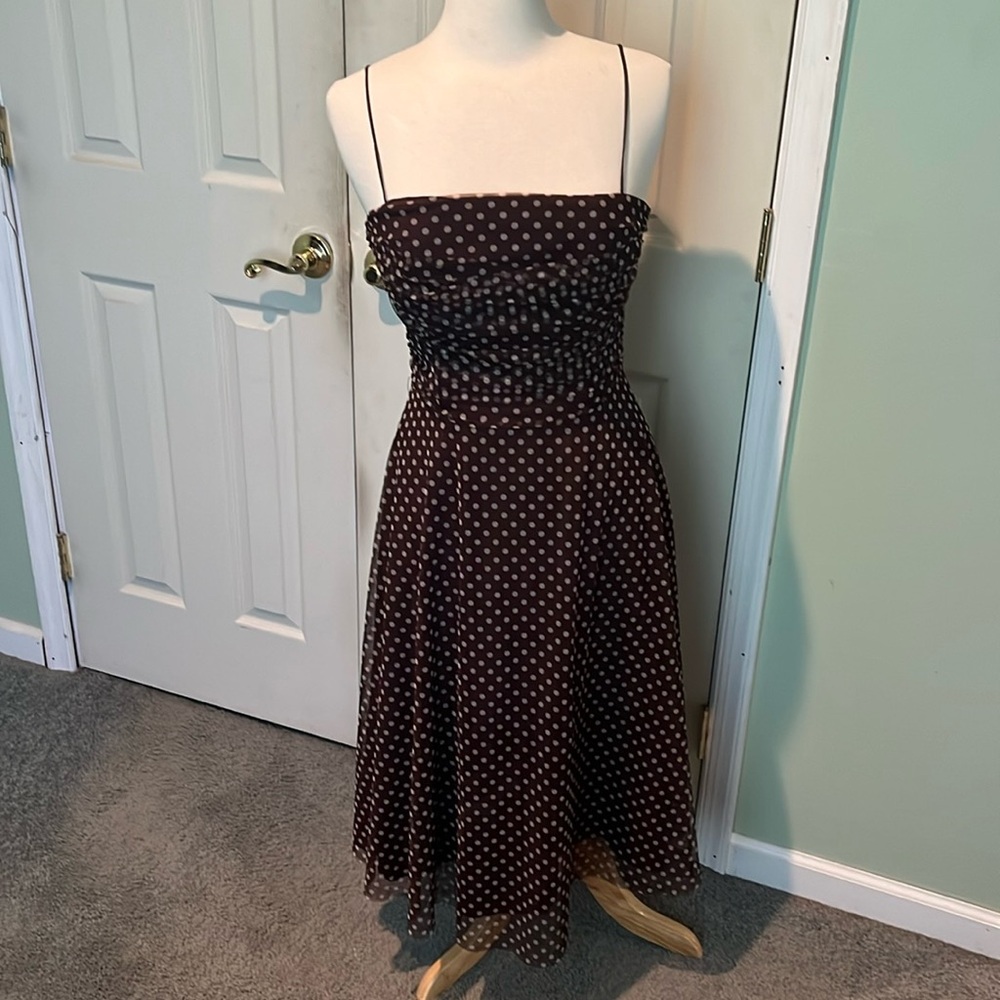 Beautiful brown and white polka dot dress